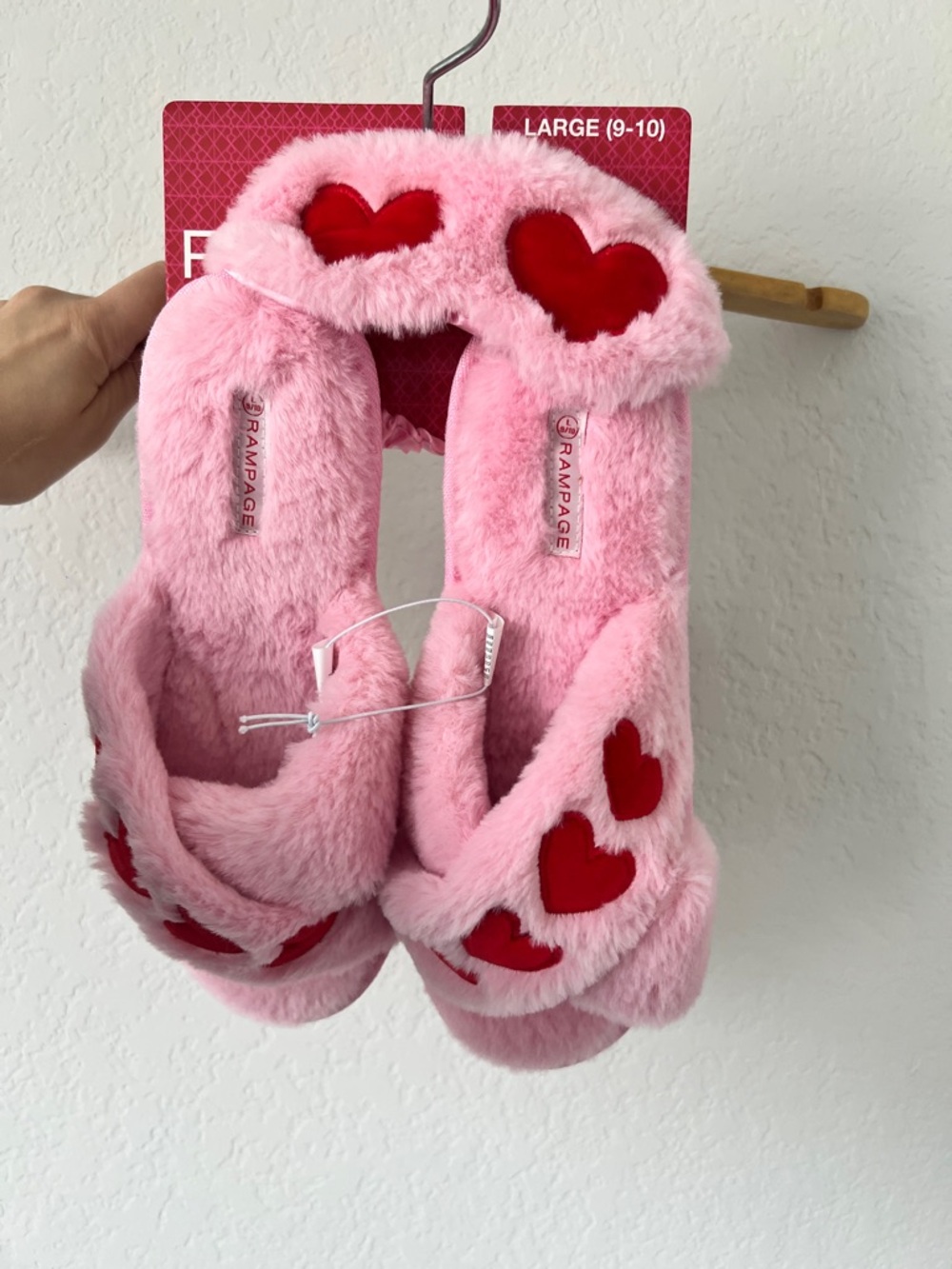 Rampage Pink Fuzzy Heart Slipper & Sleep Mask set